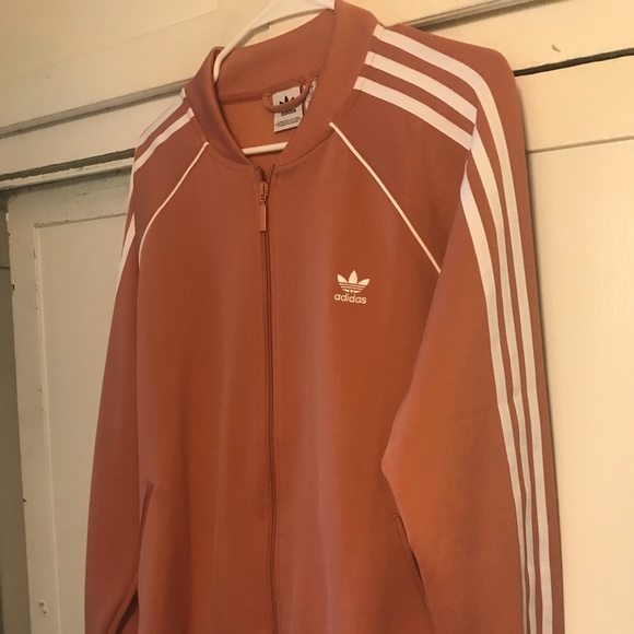 adidas 3 stripe pink track jacket
